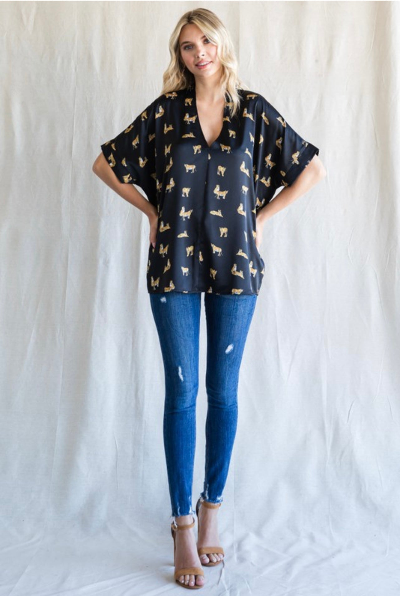 Golden Tiger Satin Top