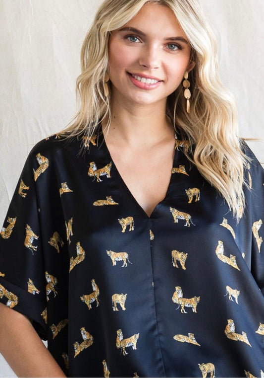 Golden Tiger Satin Top