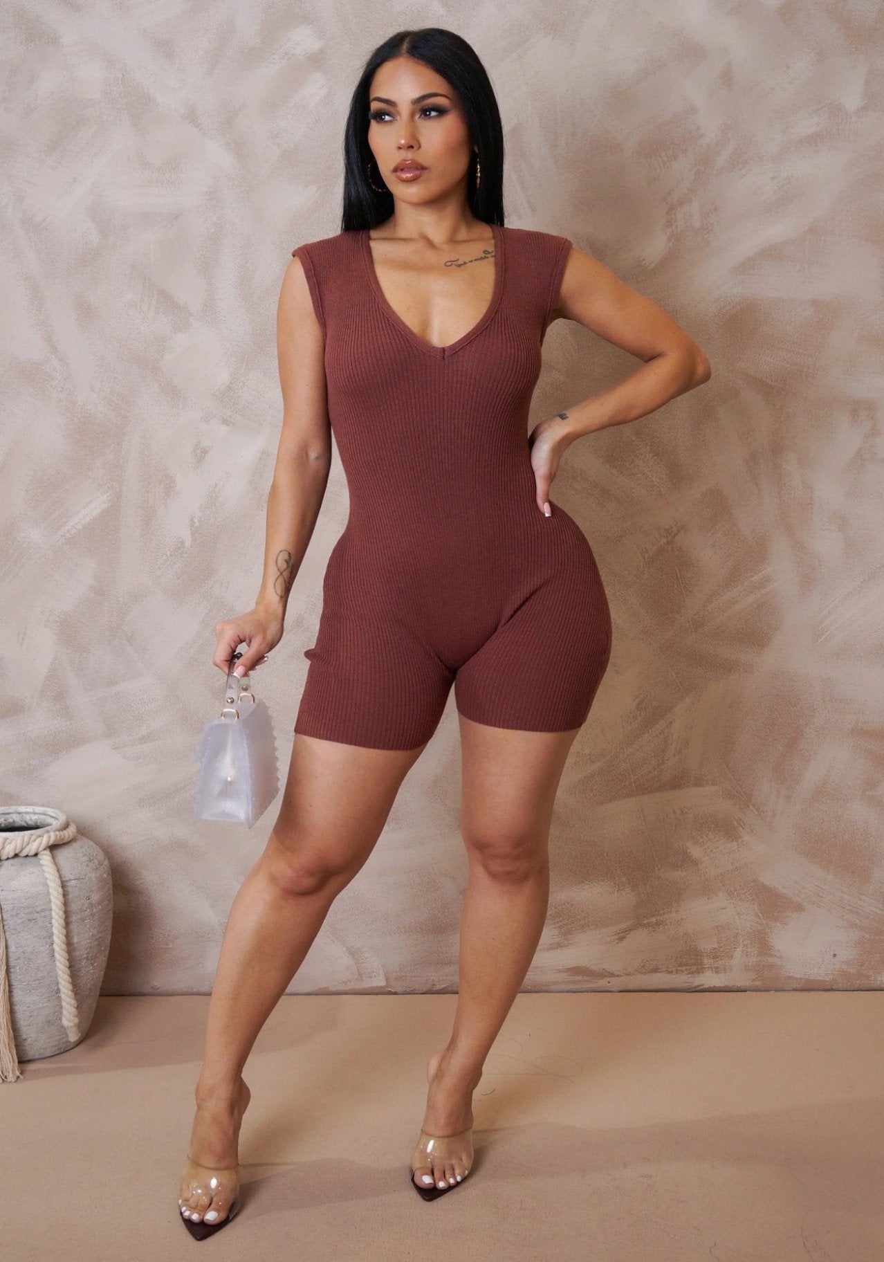 Hips Don't Lie Romper (Brown)