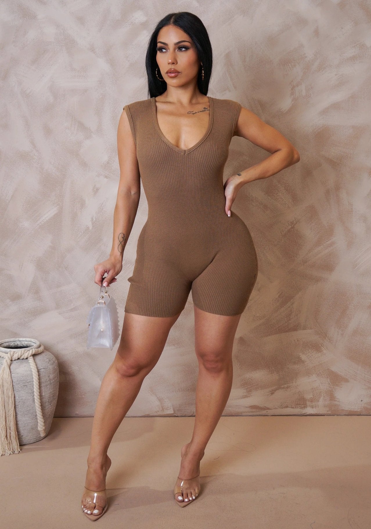 Hips Don't Lie Romper (Tan)